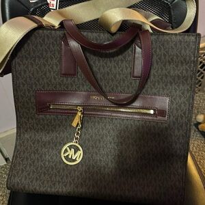 Michael Kors Dark Brown and Burgundy Tote